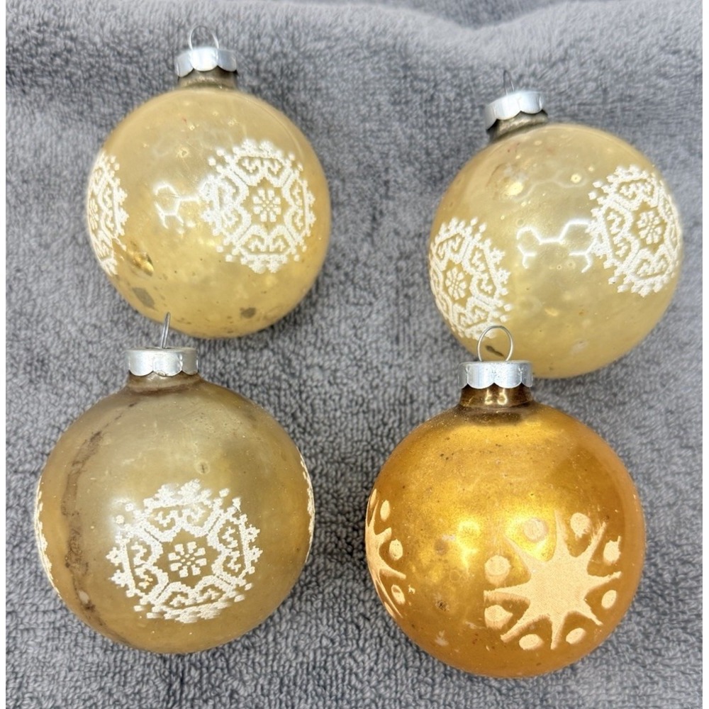 VINTAGE GLASS CHRISTMAS ORNAMENTS STENCILED
